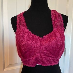 Magenta floral lace bra
